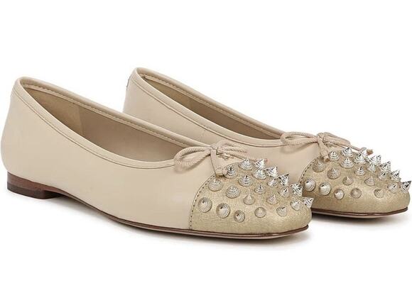 Sam Edelman Shoes - Sam Edelman Monet Ballet Flats SZ 10.5 Tan Gold Studded Summer Sand Nude Bow Log